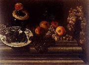 Still Life Of Fruits And A Plate Of Olives